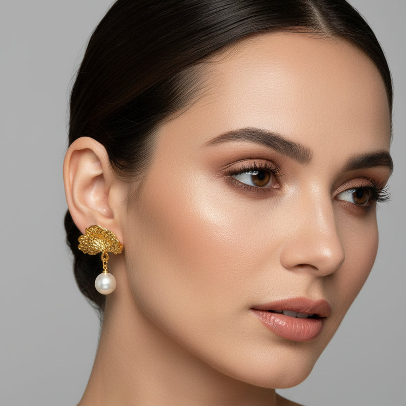 Ada Gold Plated Pearl Earrings